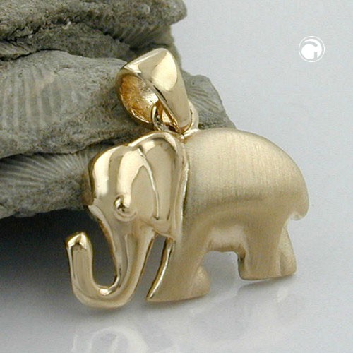 Anhänger Elefant 375 Gelbgold matt-glänzend