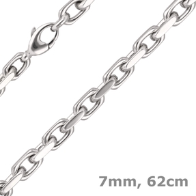 7mm Ankerkette Halskette aus 585 Gold Weißgold massiv, 62cm, 127g, Herren