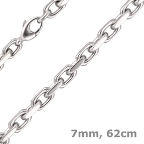 7mm Ankerkette Halskette aus 585 Gold Weißgold massiv, 62cm, 127g, Herren