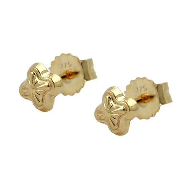 Ohrstecker Sterne mit Muster 375 Gelbgold