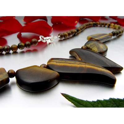Collier aus Tigerauge und 925 Silber