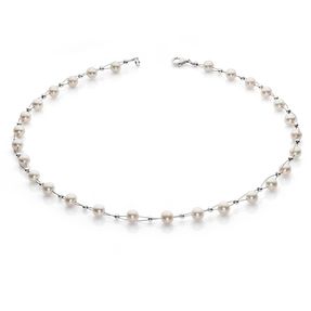 Perlenkette Kette Collier Halskette echte Perlen creme-weiß Hochzeit Brautschmuck für Damen