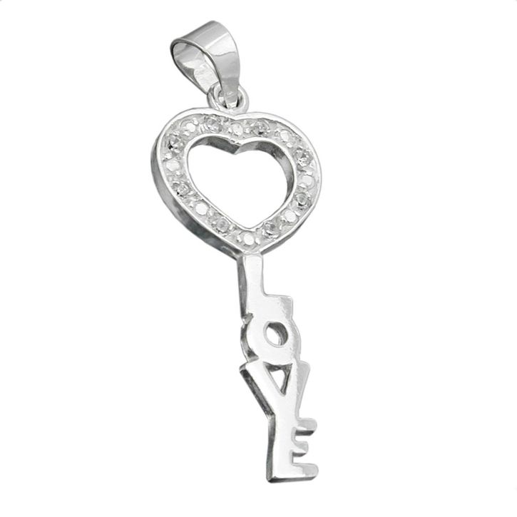 Anhänger Schlüssel Love Zirkonia 925 Silber