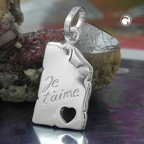 Anhänger Herz mit Gravur Je t aime 925 Silber