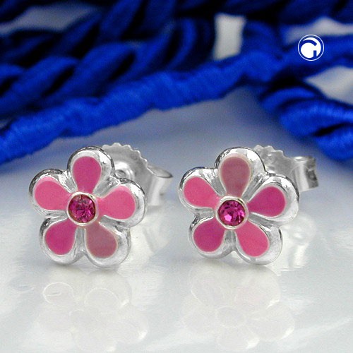 Ohrstecker Blumen pink 925 Silber Kinder