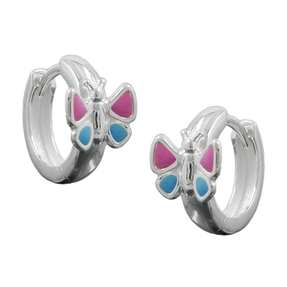 Ohrringe Creole Creolen Schmetterling pink blau 925 Silber Kinder Ohrringe Creole Creolen Schmetterling pink blau 925 Silber Kinder