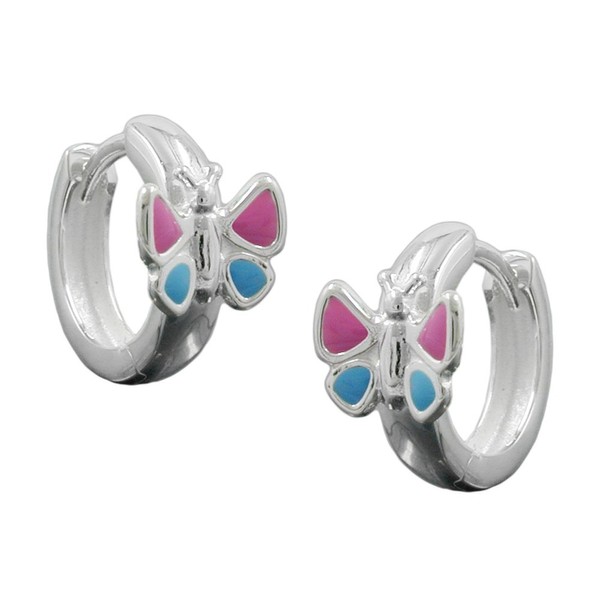 Creolen Schmetterling pink blau 925 Silber