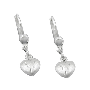 Ohrringe Ohrhänger Brisur Herz Herzen 22x6mm 925 Silber matt Kinder Ohrringe Ohrhänger Brisur Herz Herzen 22x6mm 925 Silber matt Kinder