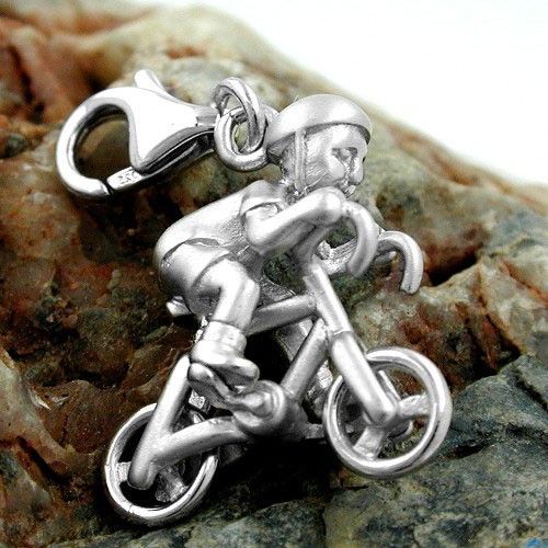 Anhänger Charm Fahrradfahrer 925 Silber