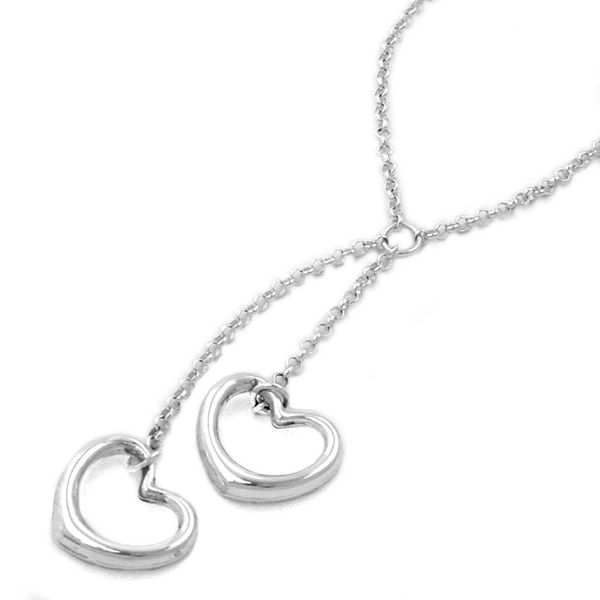 Collier Y-Kette mit 2 Herzen 925 Silber Damen 43cm