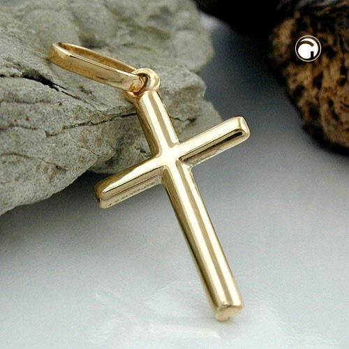 Kettenanhänger Kreuz glänzend rund 375 Gold