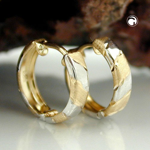 Creole Streifen 375 Gelbgold Weißgold Damen