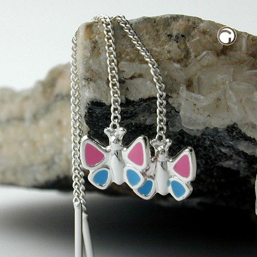 Durchzieher Schmetterling pink blau 925 Silber