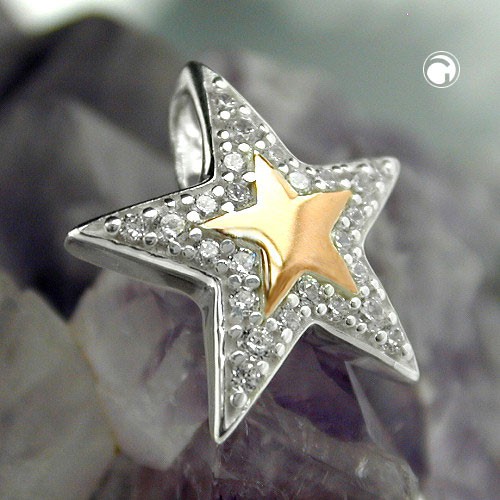 Anhänger Stern im Stern Zirkonias Silber 925 Damen