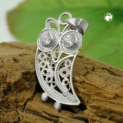 Anhänger Eule flach durchbrochen 925 Silber Damen