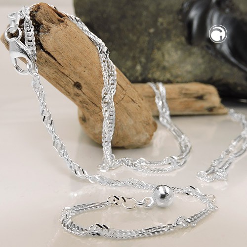 Collana con catena Singapore intrecciata: girocollo in argento sterling
