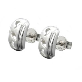 Stecker Ohrstecker Ohrschmuck matt Rand glänzend 925 Silber Damen