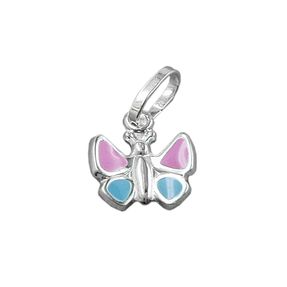 Anhänger pink blau Schmetterling aus echtem 925 Silber für Kinder