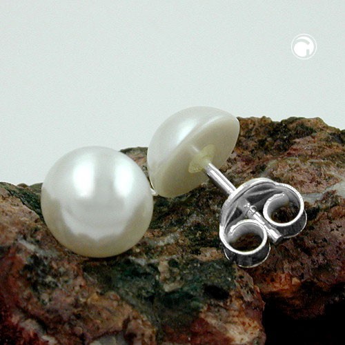 Ohrstecker 8mm Perle halbiert 925 Silber