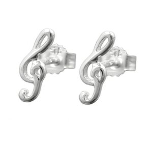 Stecker Ohrstecker 9mm Notenschlüssel Musiknote 925 Silber für Damen