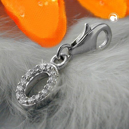 Charm Buchstabe O mit Zirkonia 925 Silber