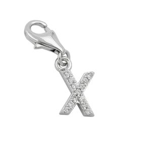 Anhänger Charm Einhänger Buchstabe X Zirkonias 925 Silber Damen