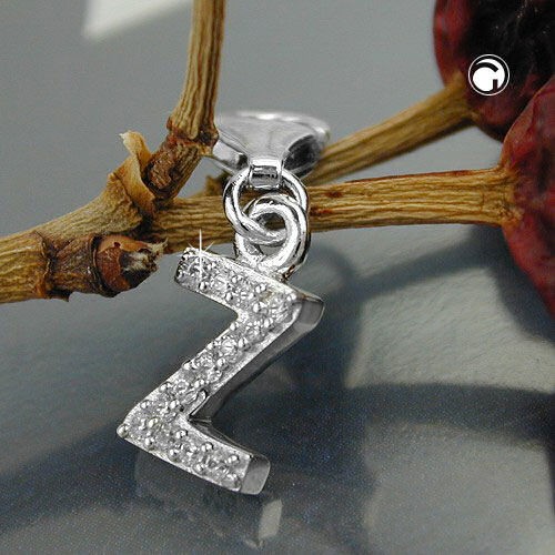 Charm Buchstabe Z mit Zirkonia 925 Silber