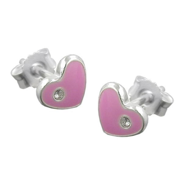 Ohrstecker Herz pink 925 Silber