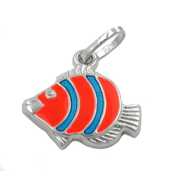 Anhänger Clownfisch orange blau 925 Silber