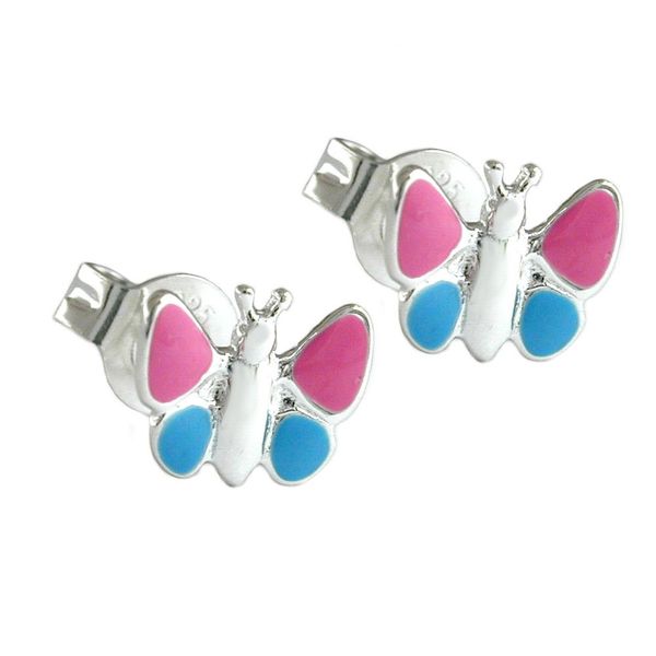 Ohrstecker Schmetterling pink blau 925 Silber