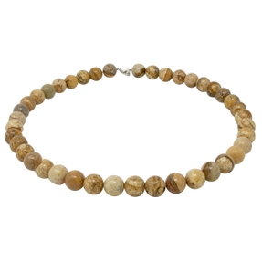 Kette Collier aus echtem Cappuccino-Jaspis 925 Silber Jaspiskette hell braun Kette Collier aus echtem Cappuccino-Jaspis 925 Silber Jaspiskette hell braun