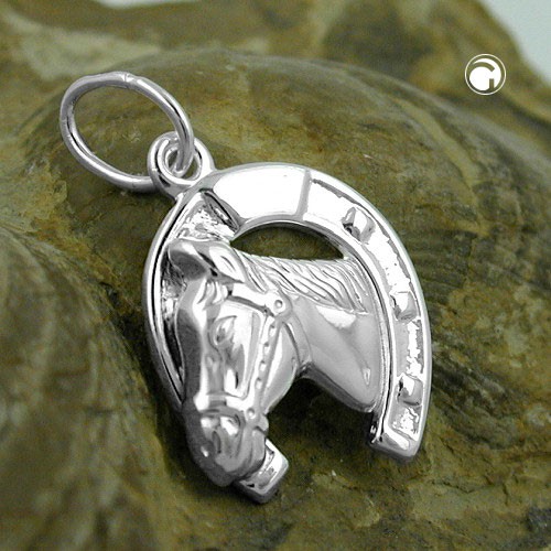 Anhänger Pferd mit Hufeisen 925 Silber
