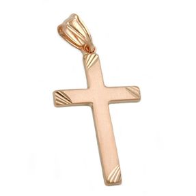 Anhänger Kreuz aus 375 Gold Rotgold mattiert diamantiert Unisex Goldanhänger