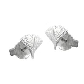 Kleine Ohrringe Ohrstecker Ginkgoblatt 7mm aus 925 Silber mattiert Kinder