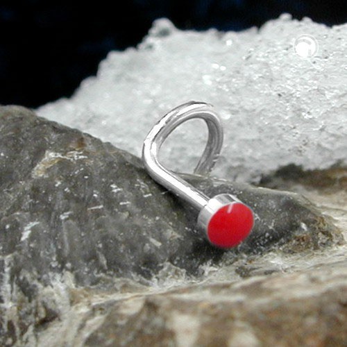 Nasenstecker mit Emaille rot 925 Silber