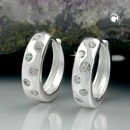 Creolen mit 12 Zirkonia Punkte 925 Silber