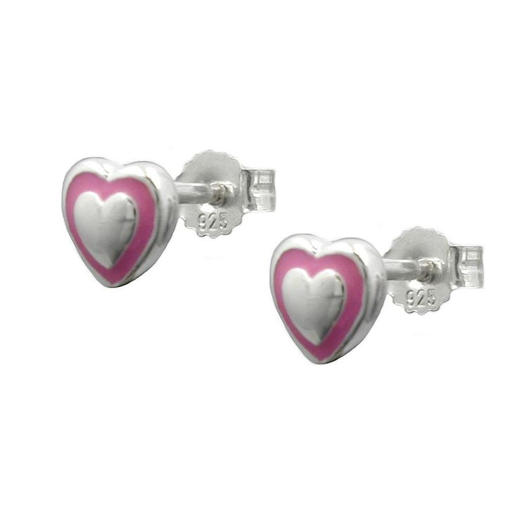 Ohrstecker Herzen rosa 925 Silber