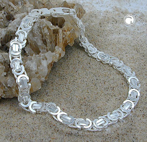 6x2mm Armband Königskette 925 Silber Unisex