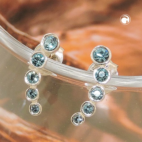 Paar Stecker Bogen Glas-Steine blau 925 Silber