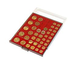 Caja Almacenamiento Numismática LINDNER | Con 4 Bandejas Rojas Para 127 Caja Almacenamiento Numismática LINDNER | Con 4 Bandejas Rojas Para 127