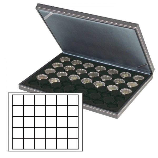 NERA M coin case with a black insert with 30 square