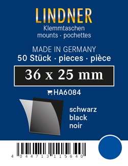 Lindner - HA6084 - Filoestuches - Cortes,	36 X 25 Mm, Negros, 50 Estuches