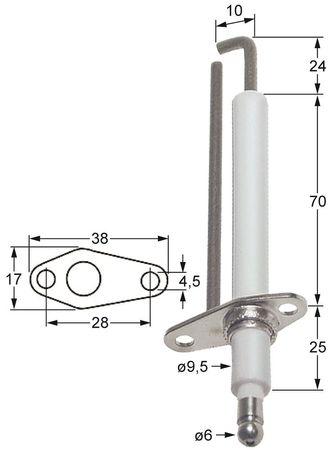 MKN Zündelektrode für Kochkessel 2062801-06, 1462802B00 L1 24mm