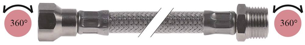 Brauseschlauch Anschluss 1/2" Arbeitsdruck 10bar mit Flexgewebe Länge 1000mm 