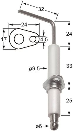 Electrolux ignition electrode for combi steamer 240160, 260760, 775060