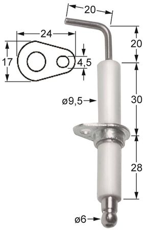 Electrolux ignition electrode for 240103, 240100, 697832 connection ø 6mm