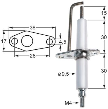 Zündelektrode für Cookmax 243008, 243007, 113001, RM-Gastro FTH30GL