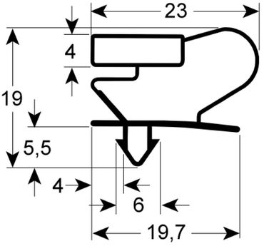 Refrigeration gasket for Angelo Po AF1N, FSD1B, FSD1N, Sagi KAF1N, KAF1B