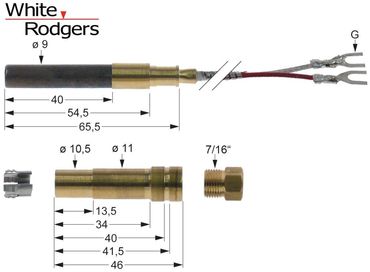 WHITE RODGERS Thermogenerator für Lincat J10, DF4, DF7, J5 Fühler 9