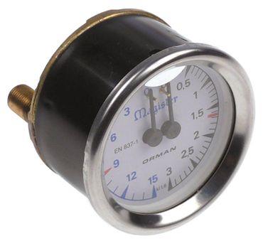 Magister pressure gauge for espresso machine 0-3/0-15bar ø 60mm 1/8"